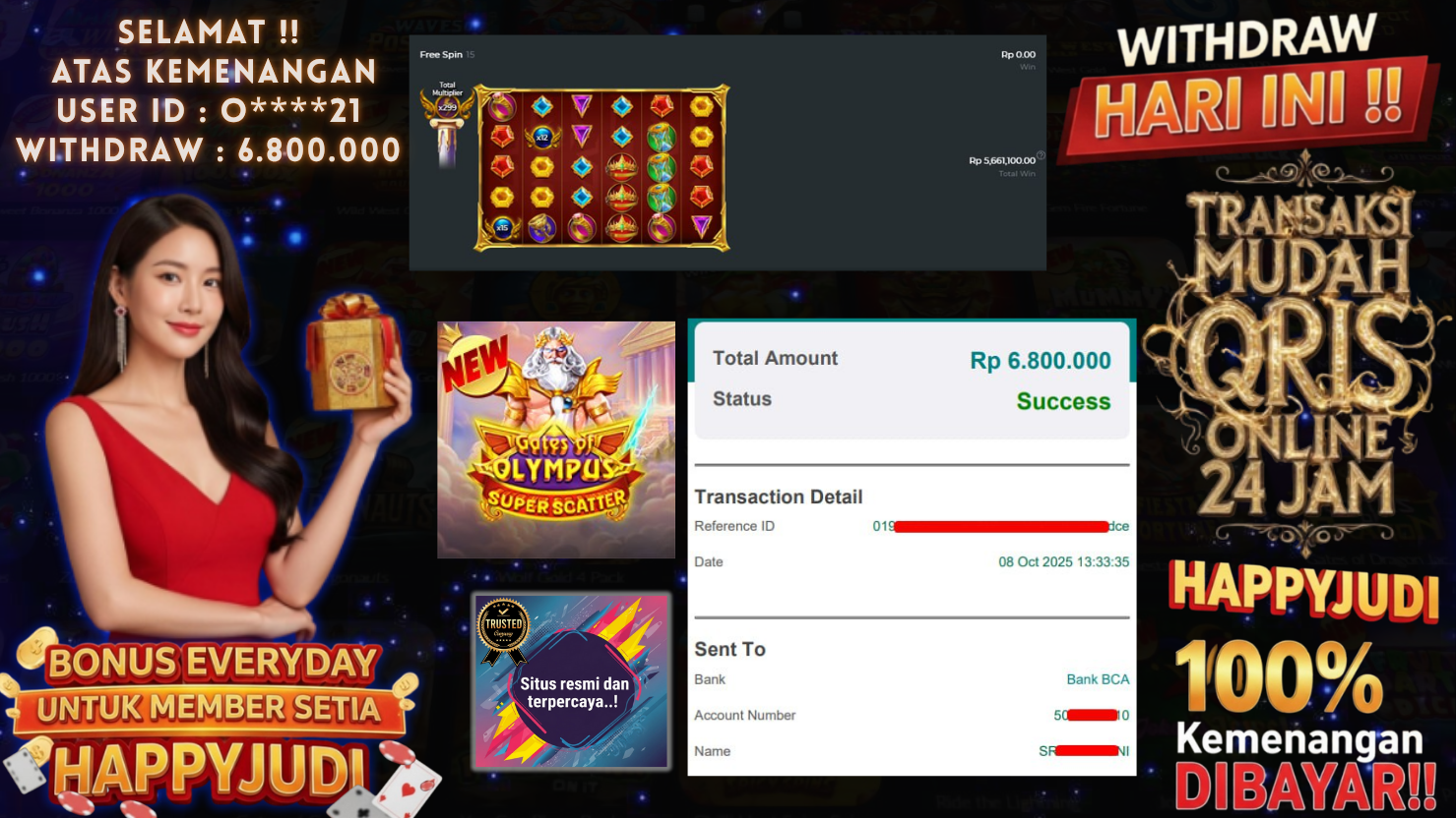 HAPPYJUDI JACKPOT SLOT GATES OF OLYMPUS SUPER SCATTER